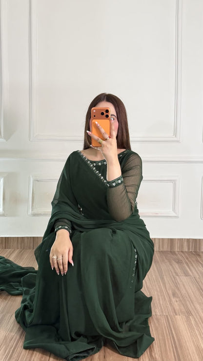 Naqsh-e-Noor Stitched Chiffon Saree