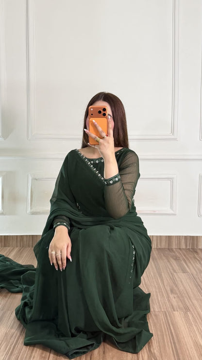 Naqsh-e-Noor Stitched Chiffon Saree