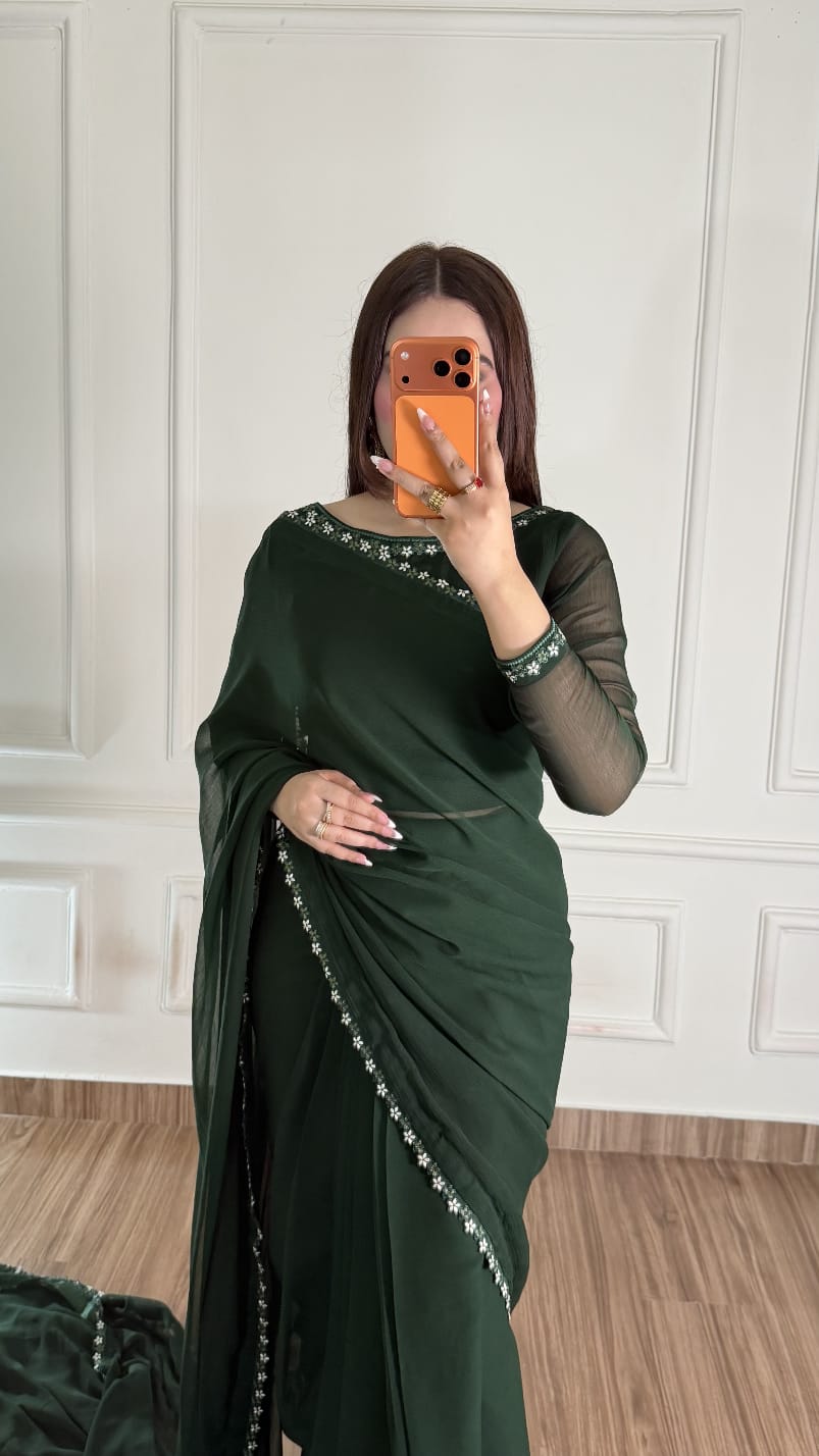 Naqsh-e-Noor Stitched Chiffon Saree
