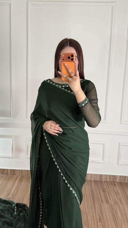 Naqsh-e-Noor Stitched Chiffon Saree