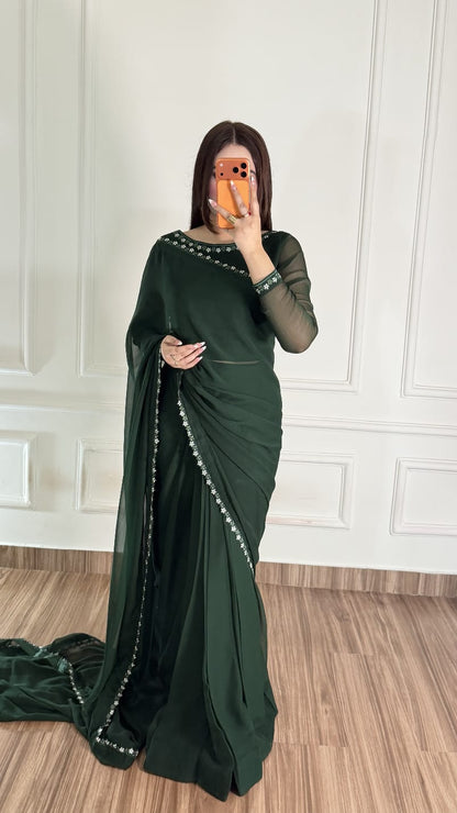 Naqsh-e-Noor Stitched Chiffon Saree