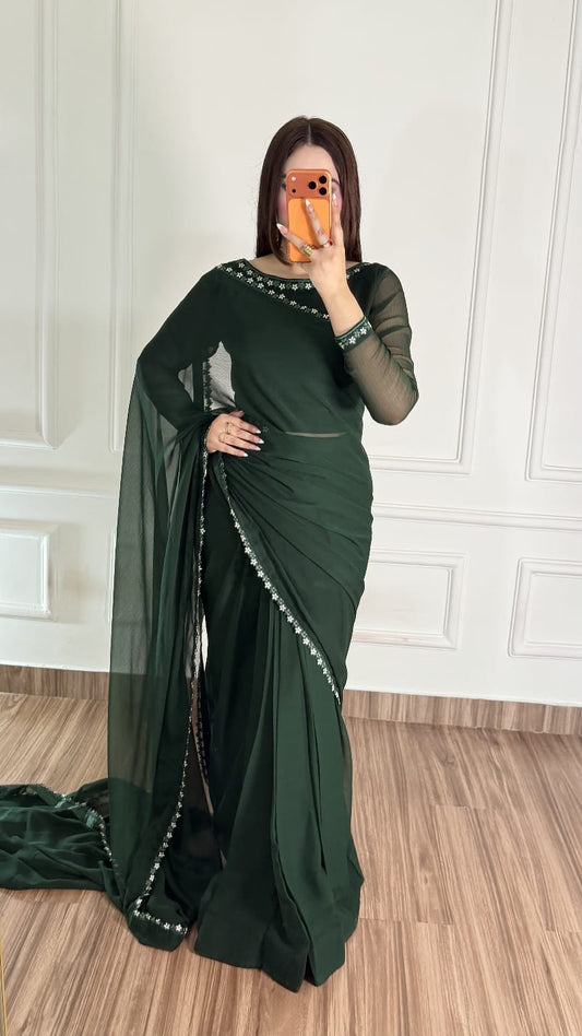 Naqsh-e-Noor Stitched Chiffon Saree