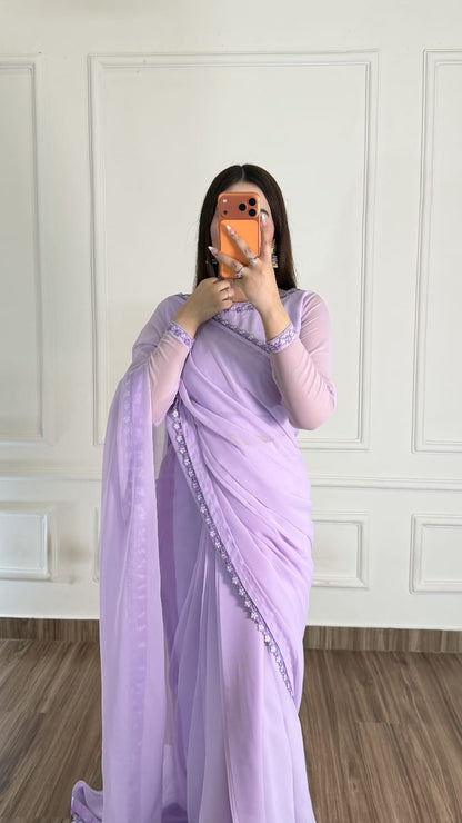Naqsh-e-Noor Stitched Chiffon Saree