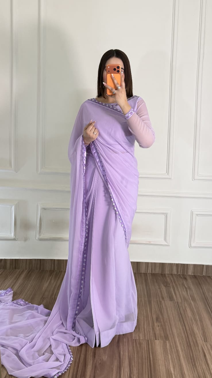Naqsh-e-Noor Stitched Chiffon Saree