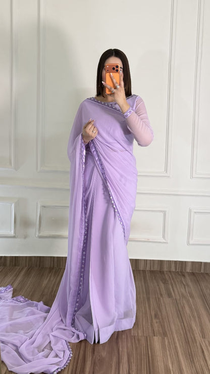 Naqsh-e-Noor Stitched Chiffon Saree