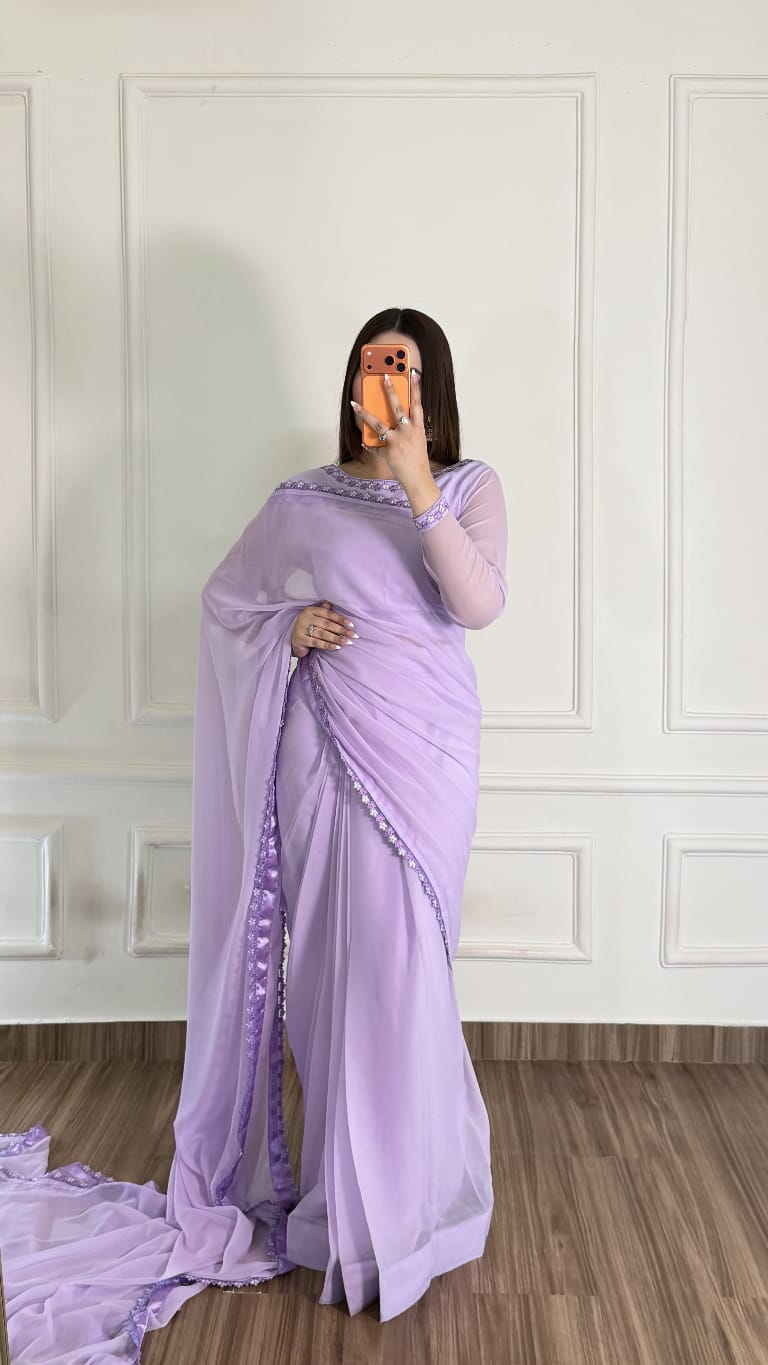 Naqsh-e-Noor Stitched Chiffon Saree