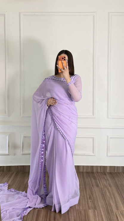 Naqsh-e-Noor Stitched Chiffon Saree