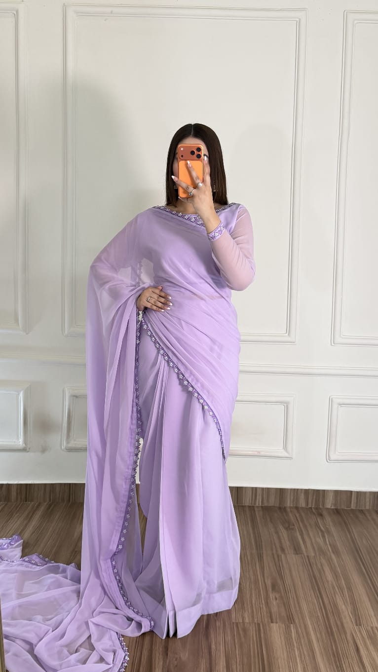 Naqsh-e-Noor Stitched Chiffon Saree