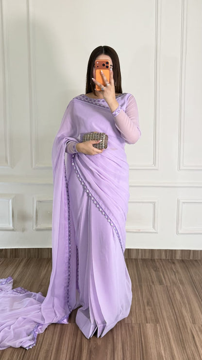 Naqsh-e-Noor Stitched Chiffon Saree