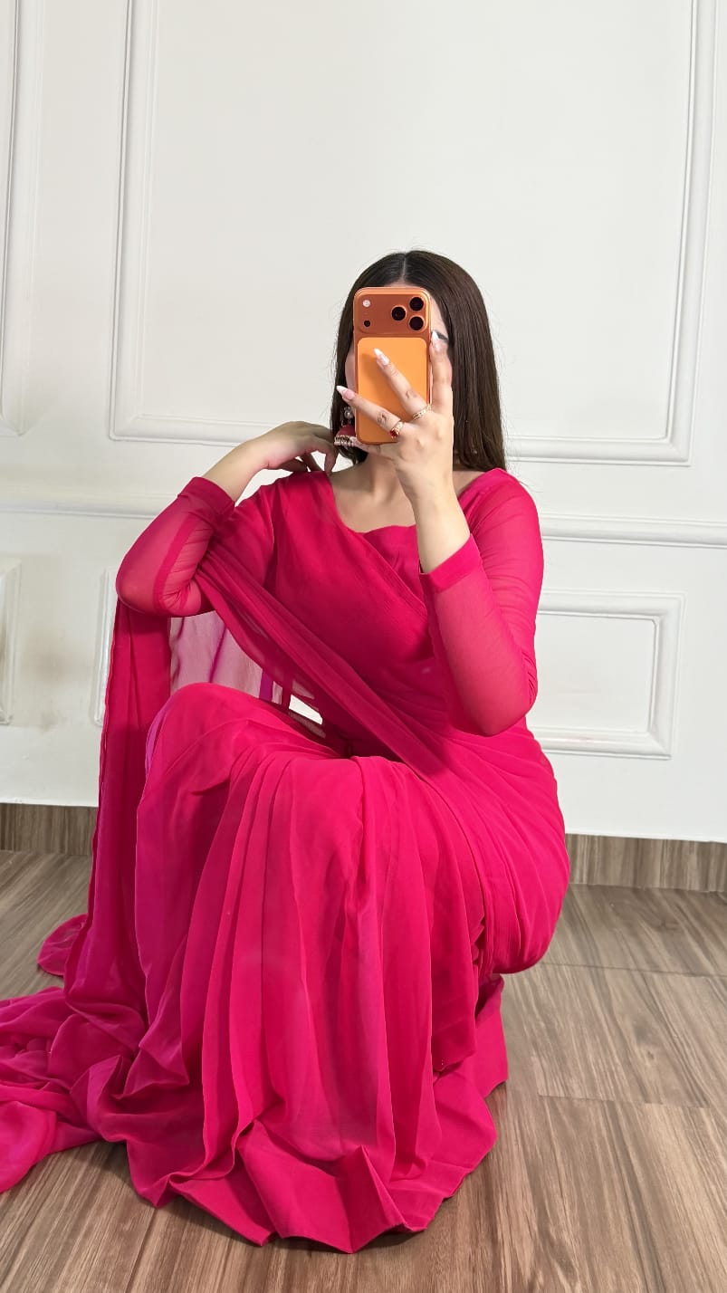 Husn-e-Sukoon Stitched Chiffon Saree