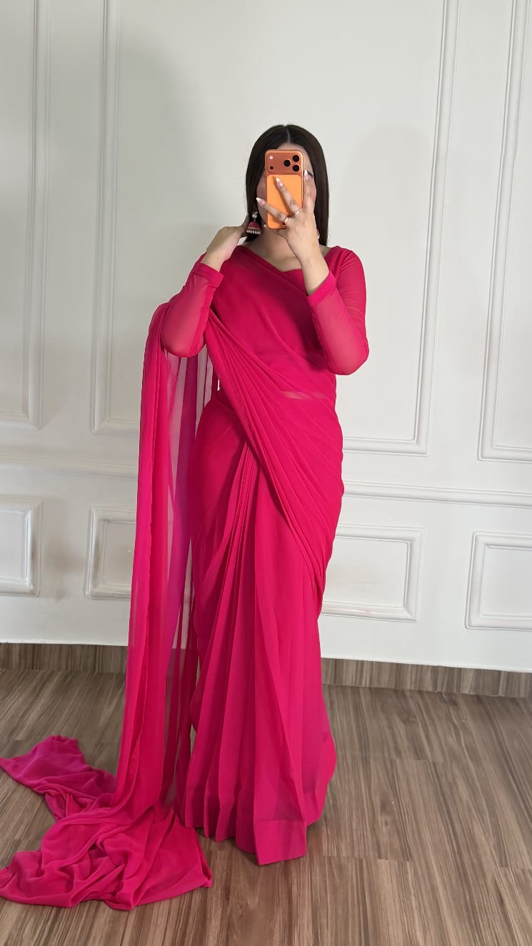 Husn-e-Sukoon Stitched Chiffon Saree