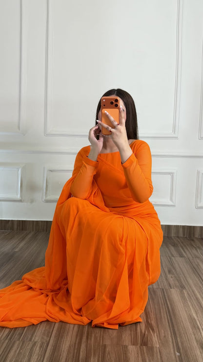 Husn-e-Sukoon Stitched Chiffon Saree
