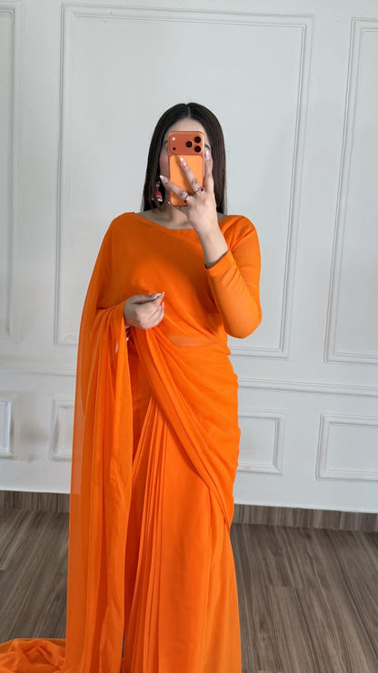Husn-e-Sukoon Stitched Chiffon Saree