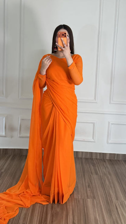 Husn-e-Sukoon Stitched Chiffon Saree