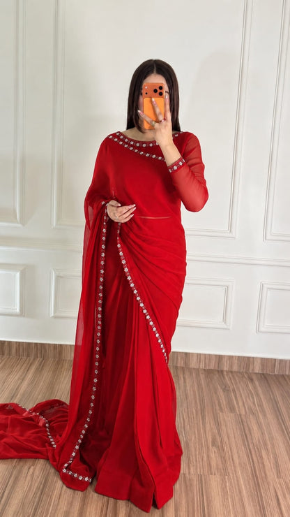 Naqsh-e-Noor Stitched Chiffon Saree