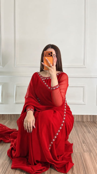 Naqsh-e-Noor Stitched Chiffon Saree