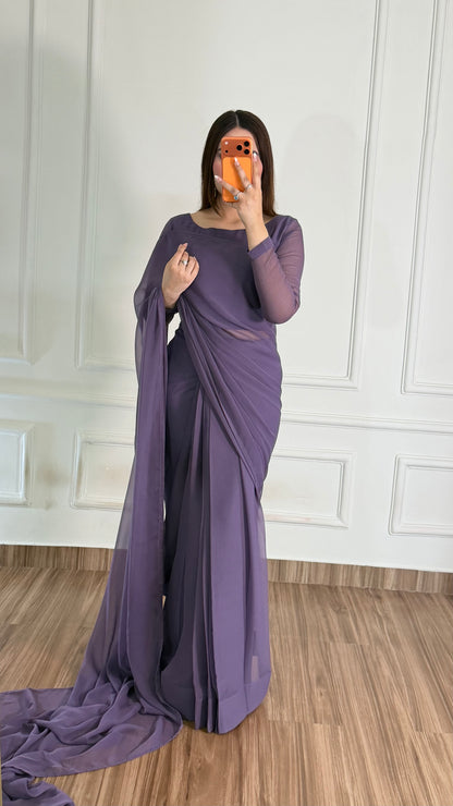Husn-e-Sukoon Stitched Chiffon Saree
