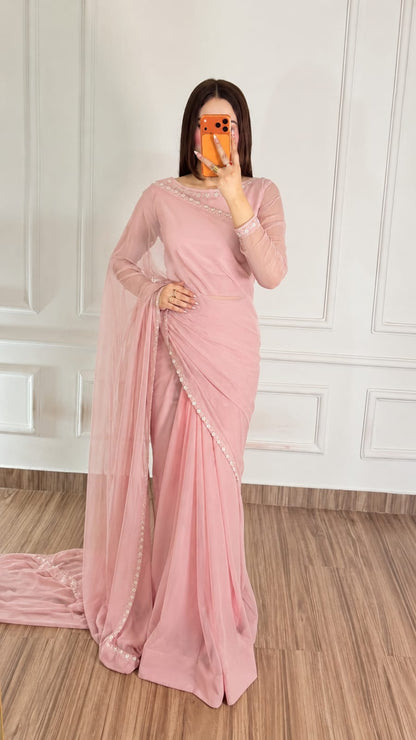 Naqsh-e-Noor Stitched Chiffon Saree