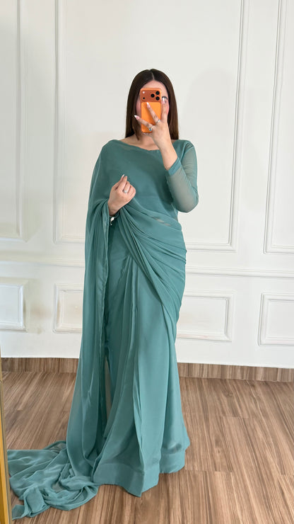 Husn-e-Sukoon Stitched Chiffon Saree