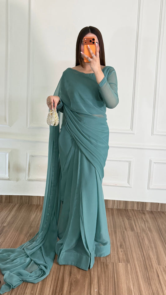 Husn-e-Sukoon Stitched Chiffon Saree