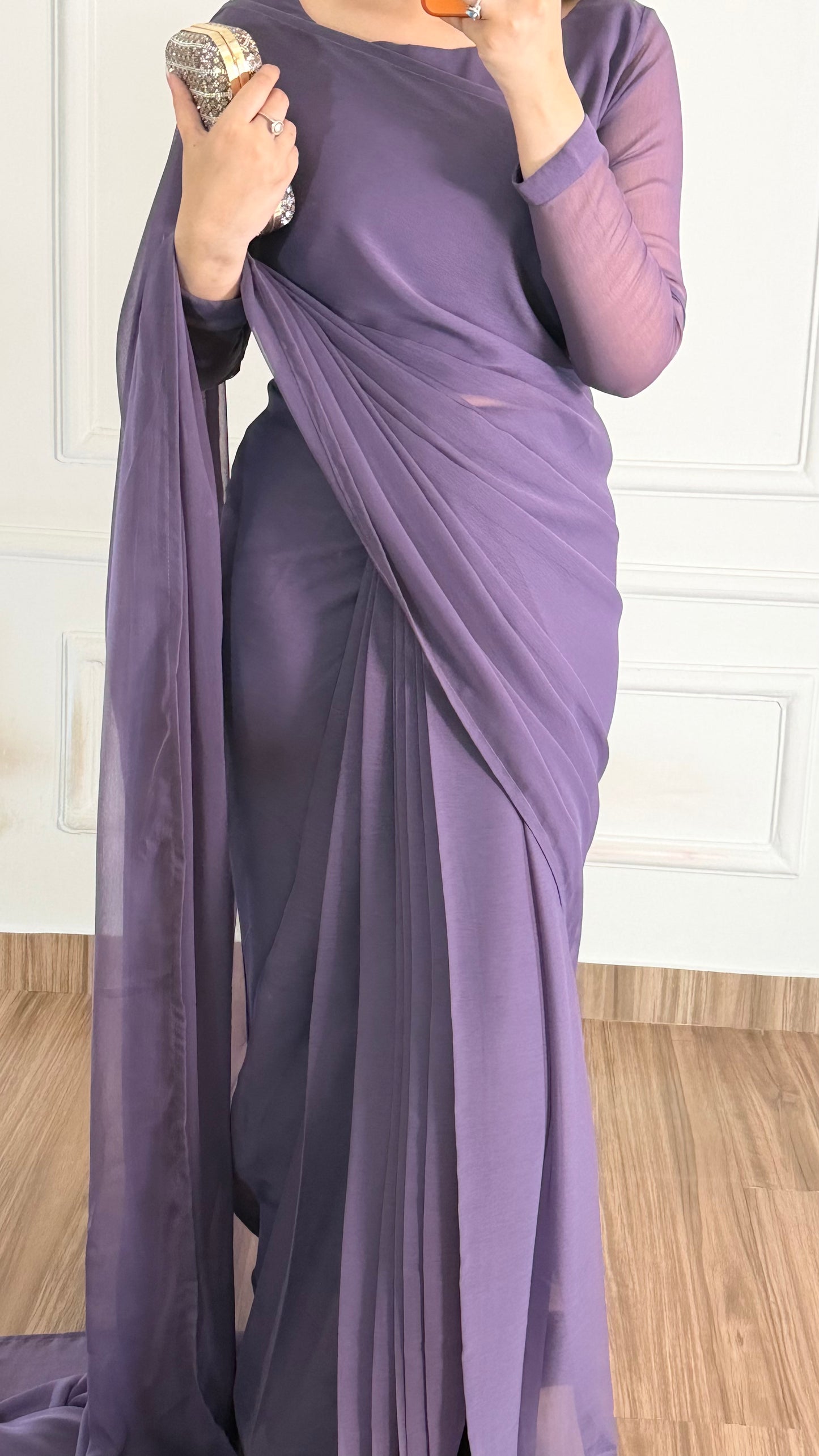 Husn-e-Sukoon Stitched Chiffon Saree