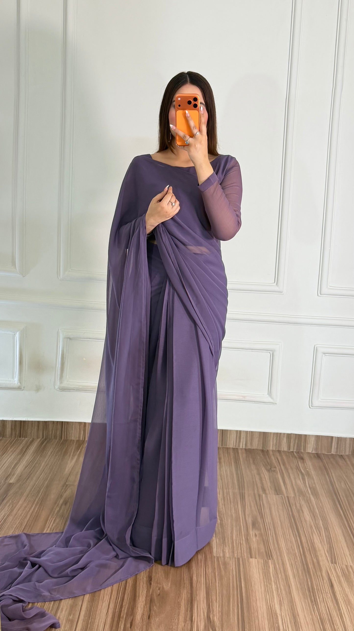 Husn-e-Sukoon Stitched Chiffon Saree