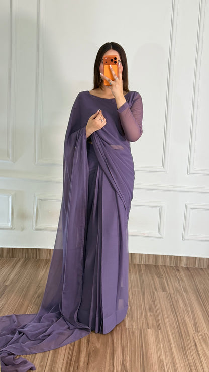 Husn-e-Sukoon Stitched Chiffon Saree