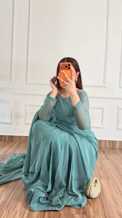 Husn-e-Sukoon Stitched Chiffon Saree