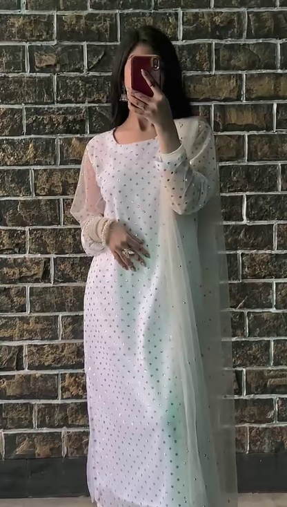 2PC TURKISH FARBIC WHITE DRESS